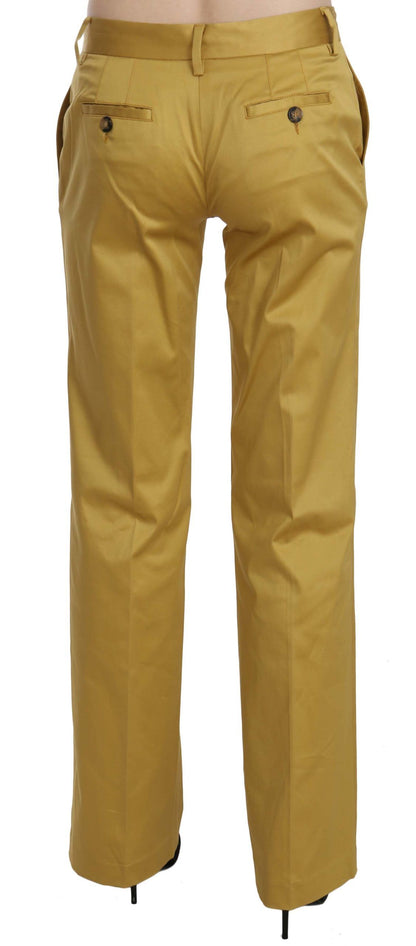Mustard Yellow Straight Formal Trousers Pants