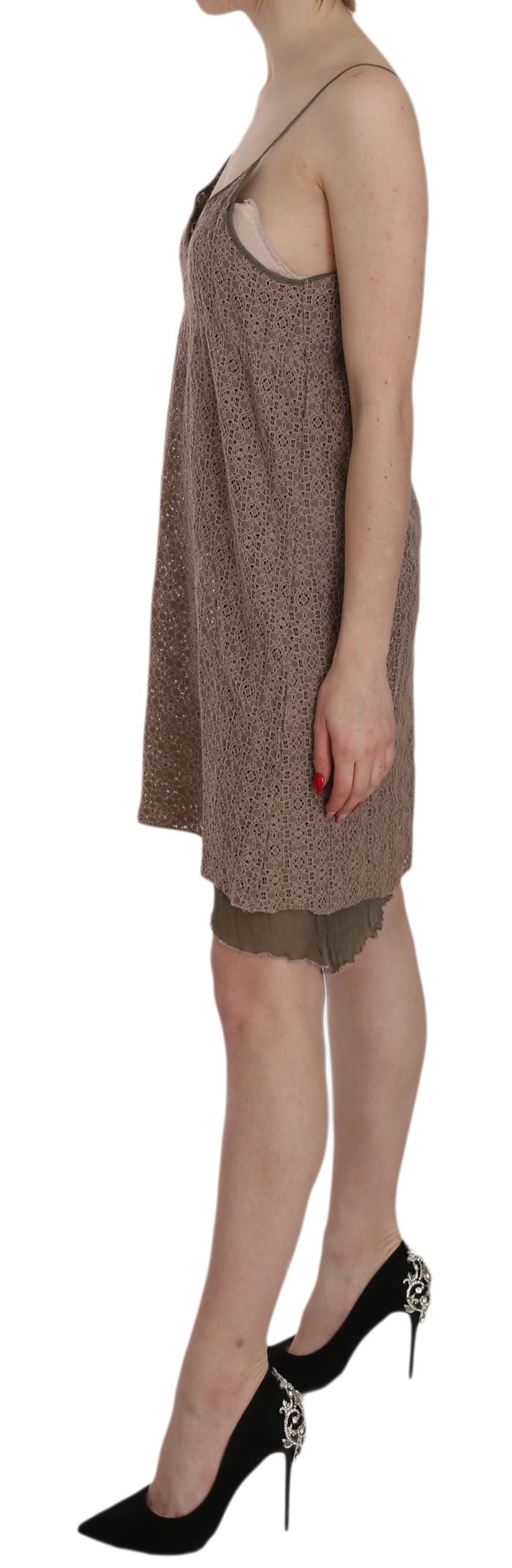 Cotton Green Spaghetti Strap A-line Mini Dress