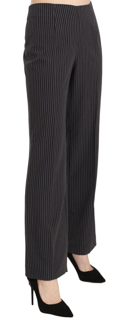 Black Striped Cotton Sretch Dress Trousers Pants