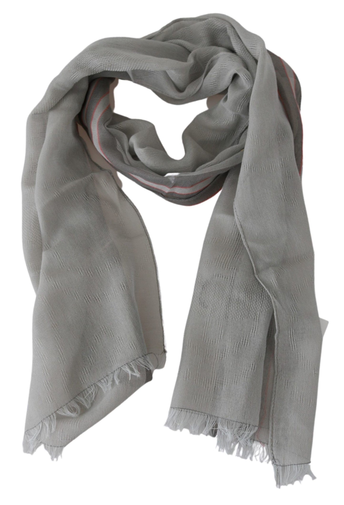 Gray Fringe Neck Wrap Cotton Scarf
