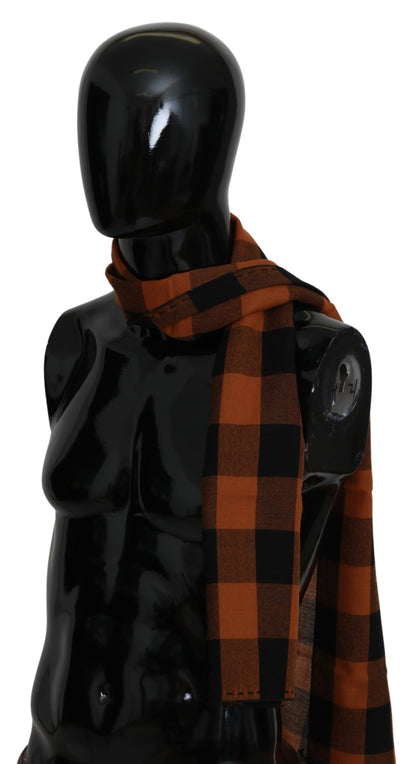 Orange Check Neck Wrap Shawl Scarf