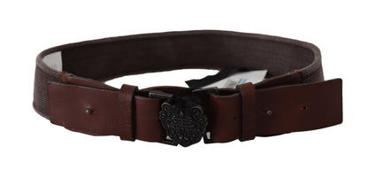 Dark Brown Leather Wide Buckle Waist Belt