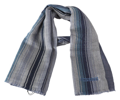 Multicolor Wool Striped Unisex Neck Wrap Shawl