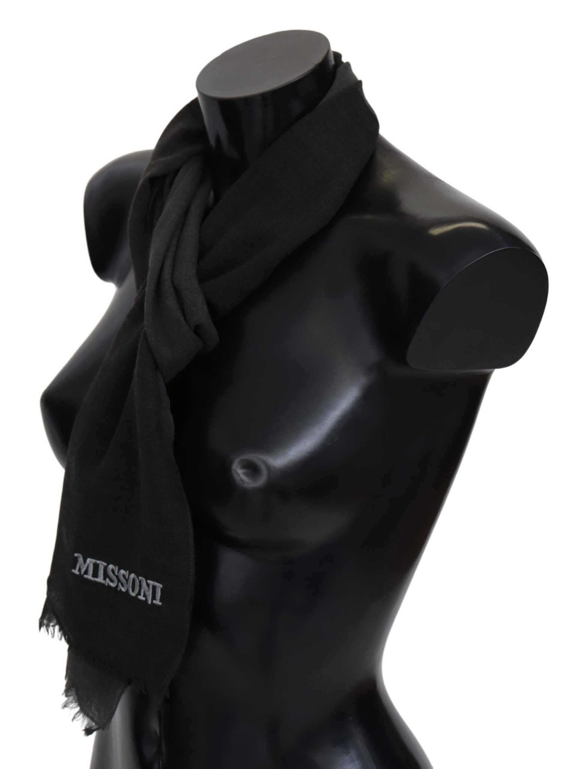 Black 100% Wool Unisex Neck Wrap Scarf