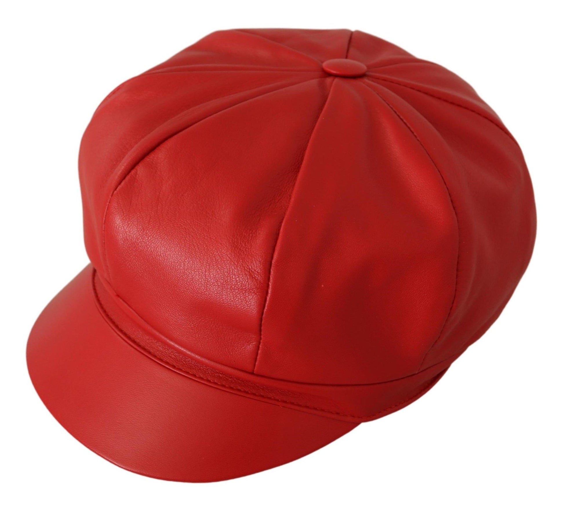 Red Leather DG Amore Cabbie Newsboy Hat