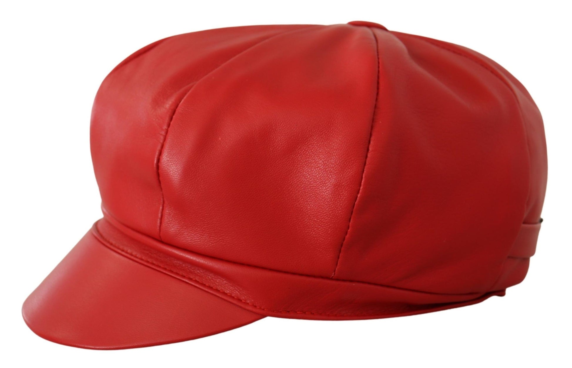 Red Leather DG Amore Cabbie Newsboy Hat