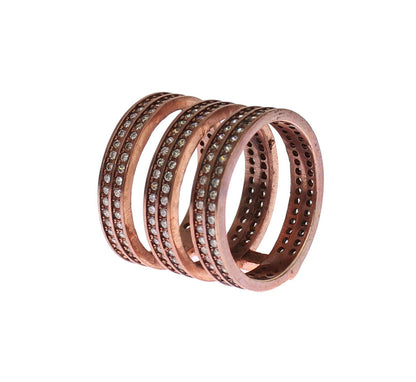 Gold 925 Silver Clear CZ Pink Ring