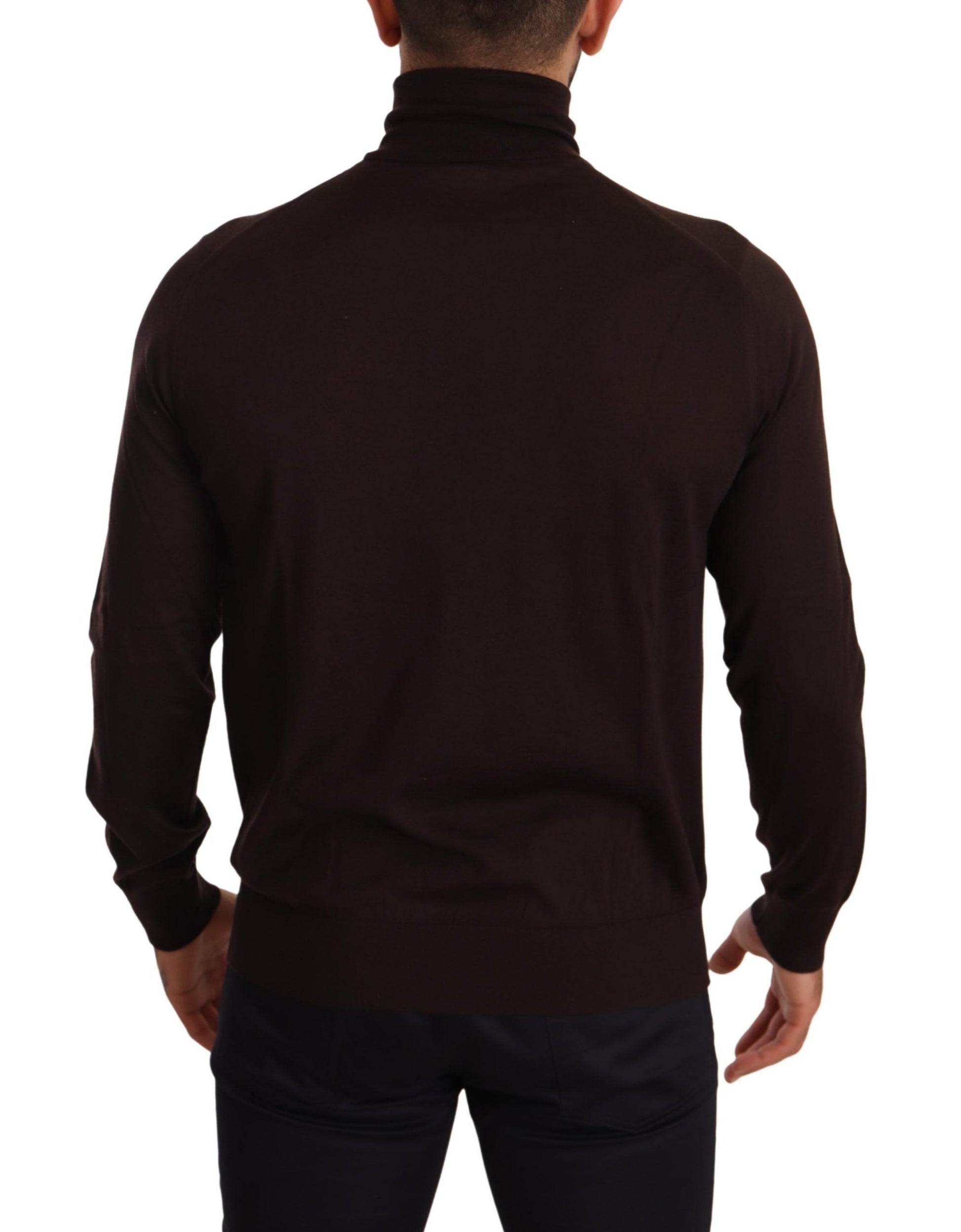 Brown Cashmere Turtleneck Pullover Sweater