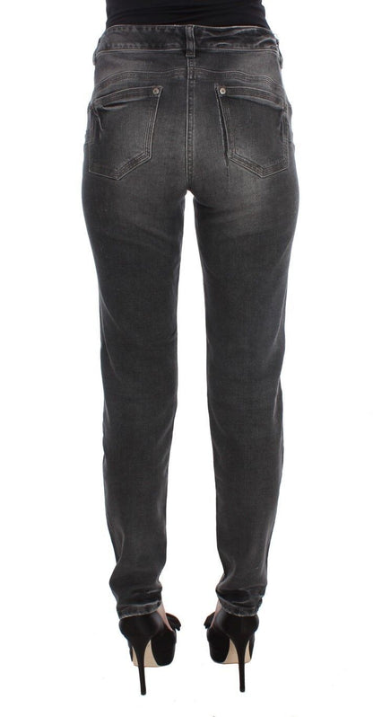 Gray Wash Cotton Blend Stretch Jeans Pants
