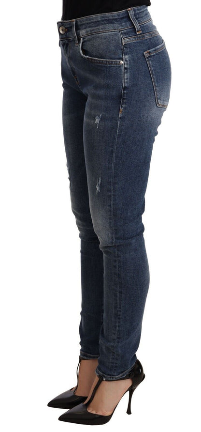 Blue Wash Skinny Denim Cotton Stretch Jeans