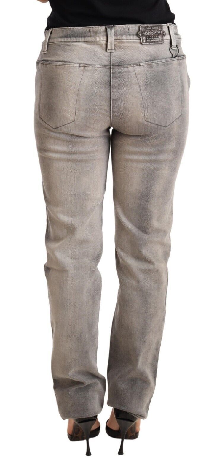 Gray Washed Low Waist Skinny Trouser Cotton Jeans