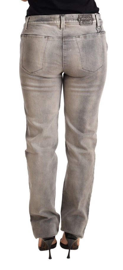 Gray Washed Low Waist Skinny Trouser Cotton Jeans