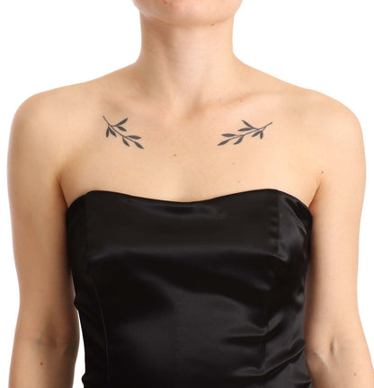 Black Silk Stretch Sheath Mermaid Gown Dress