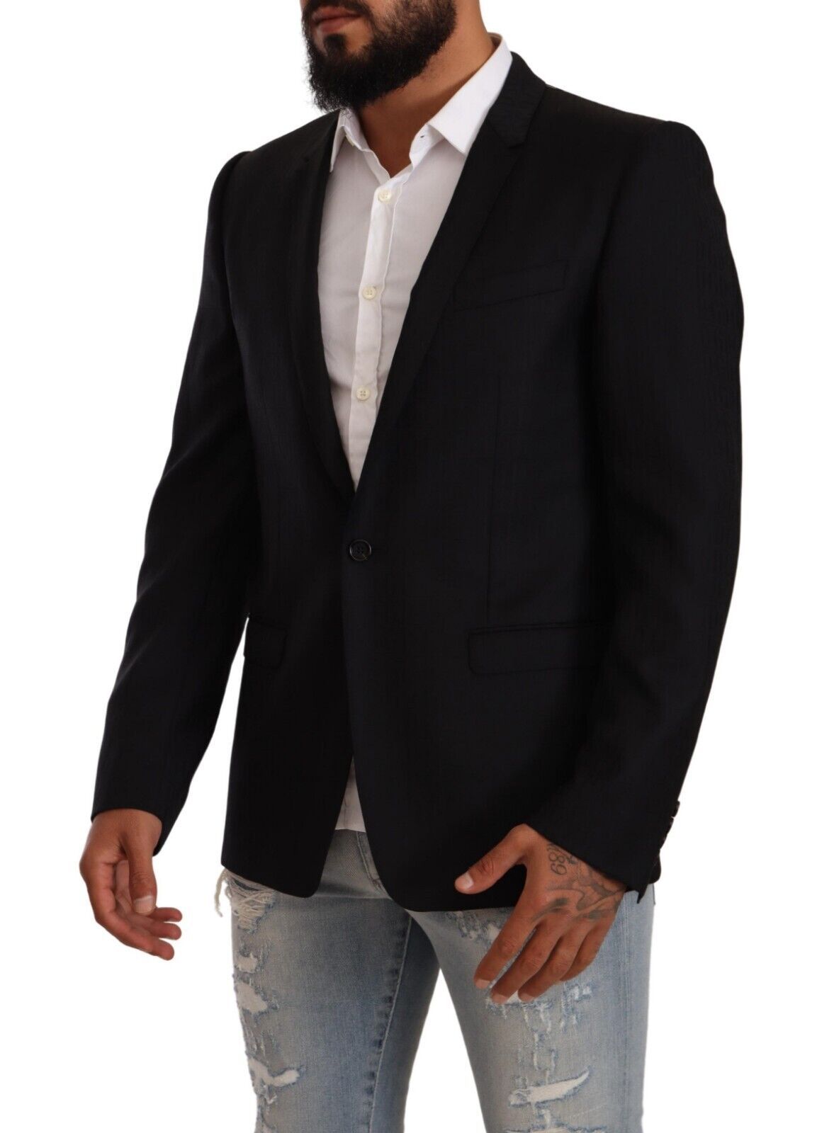 Black Wool Single Breasted Suit GOLD Jacket