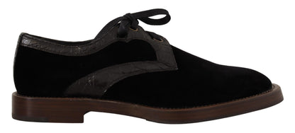 Black Velvet Exotic Leather Shoes