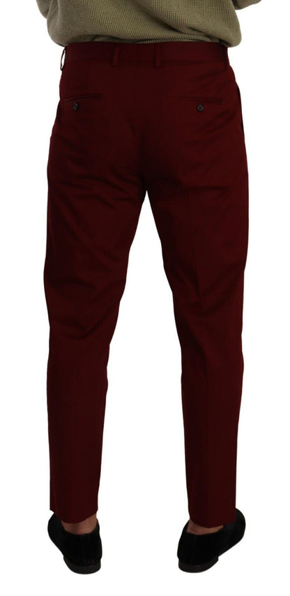 Dark Red Cotton Mens Chinos Trouser Dress Pants