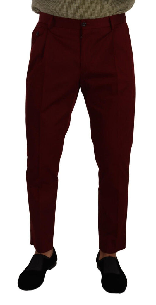 Dark Red Cotton Mens Chinos Trouser Dress Pants