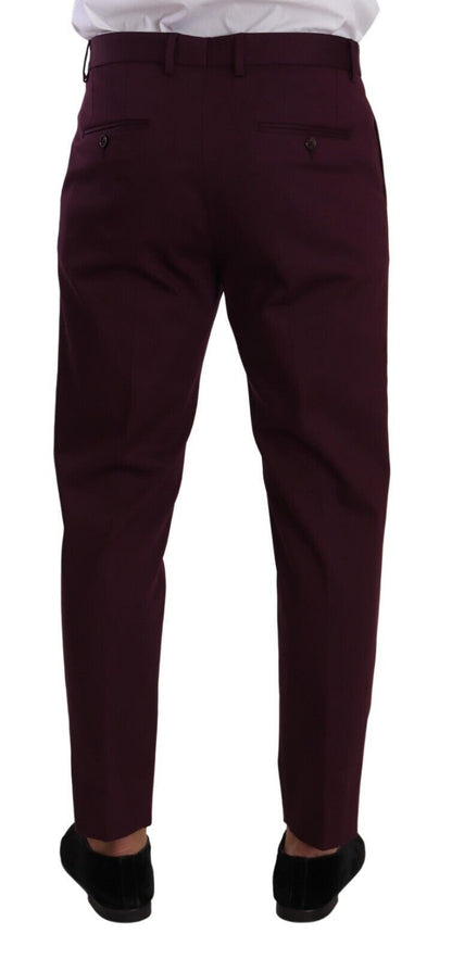 Purple Cotton Tapered Chinos Dress Pants