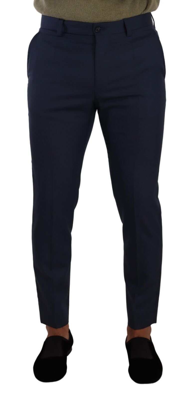 Dark Blue Wool Skinny Formal Dress Pants