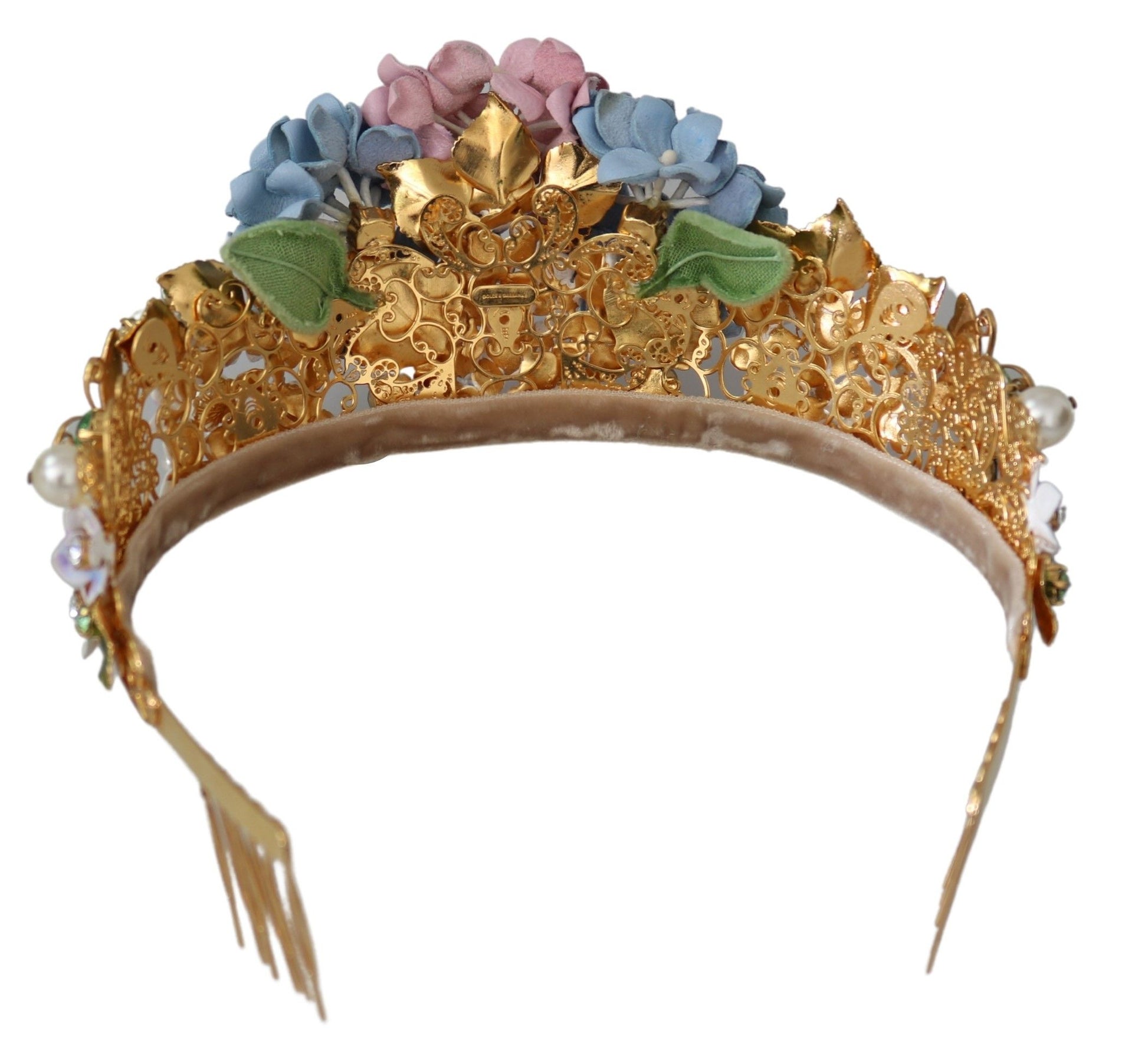 Gold Crystal Purple Hortensia Headband Crown Diadem