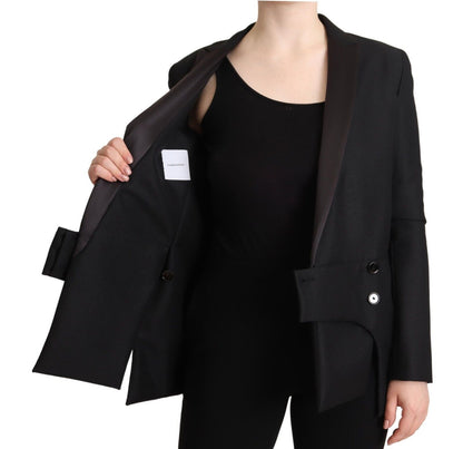 Black Long Sleeves Double Breasted Jacket