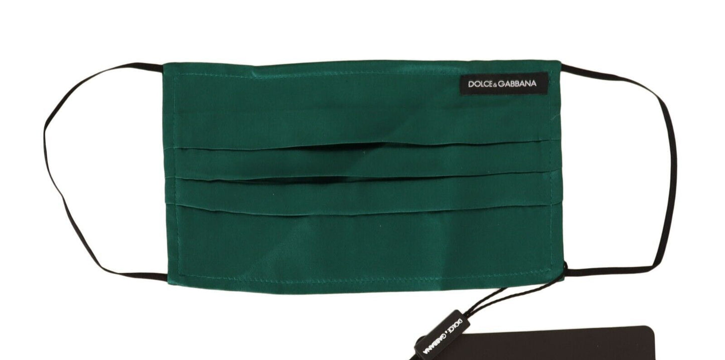 Green Silk Pleated Elastic Ear Strap Face Mask