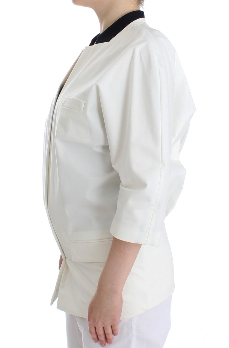 White Cotton Blend Oversized Blazer Jacket