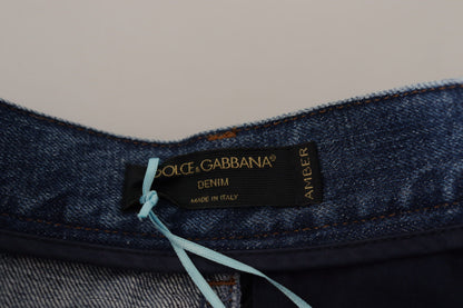 Blue Jeans Jacquard Majolica High Waist Pants