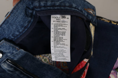 Blue Jeans Jacquard Majolica High Waist Pants