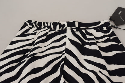 Black White Cotton Stretch Hot Pants Shorts