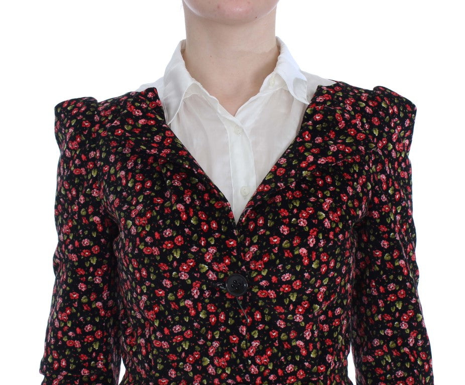 Black Multicolor Floral Suit