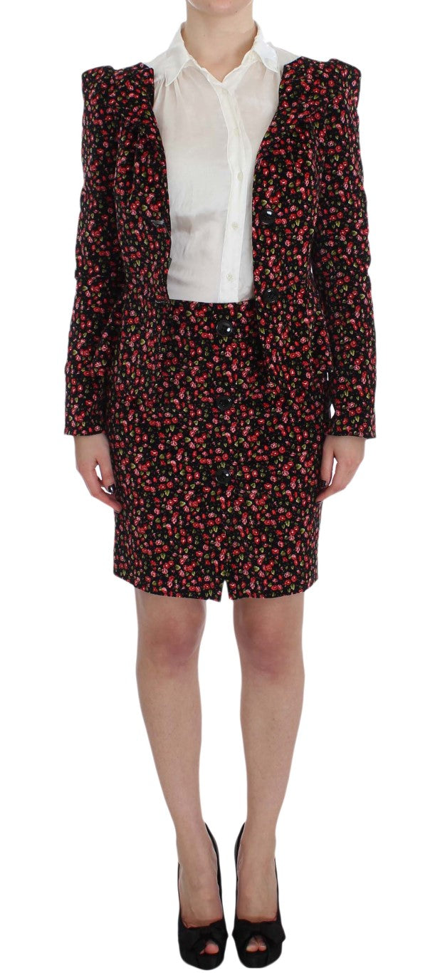 Black Multicolor Floral Suit