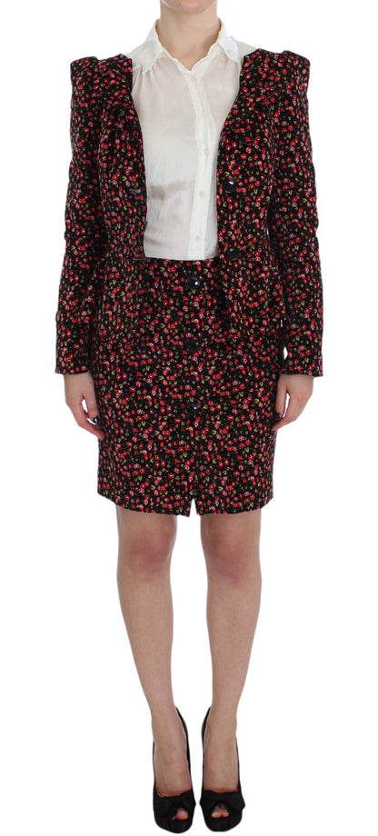 Black Multicolor Floral Suit