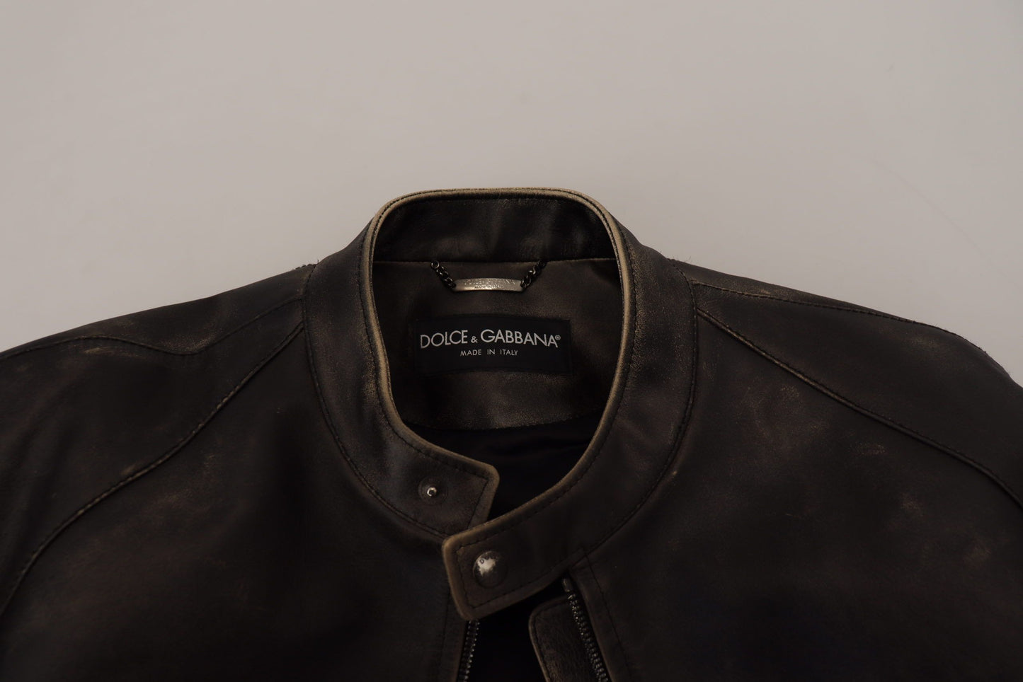 Black Leather Zipper Biker Coat Jacket
