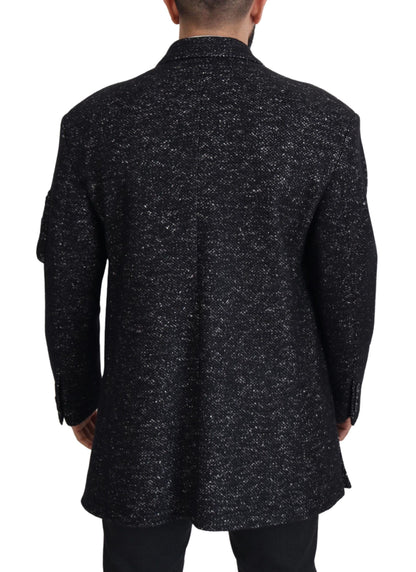 Black Wool Double Breasted Coat Men Jacket