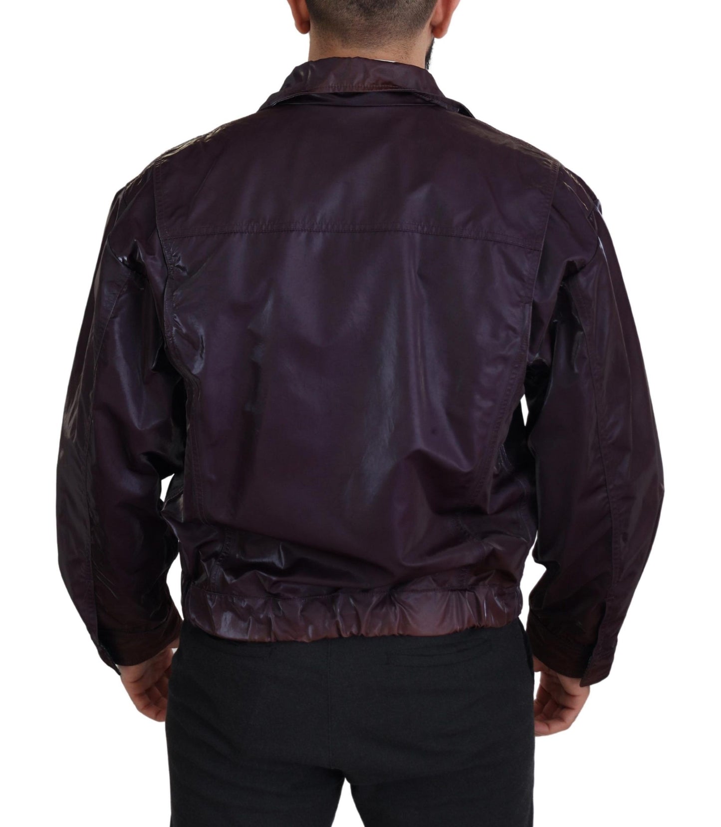 Purple Nylon Collared Biker Coat Jacket