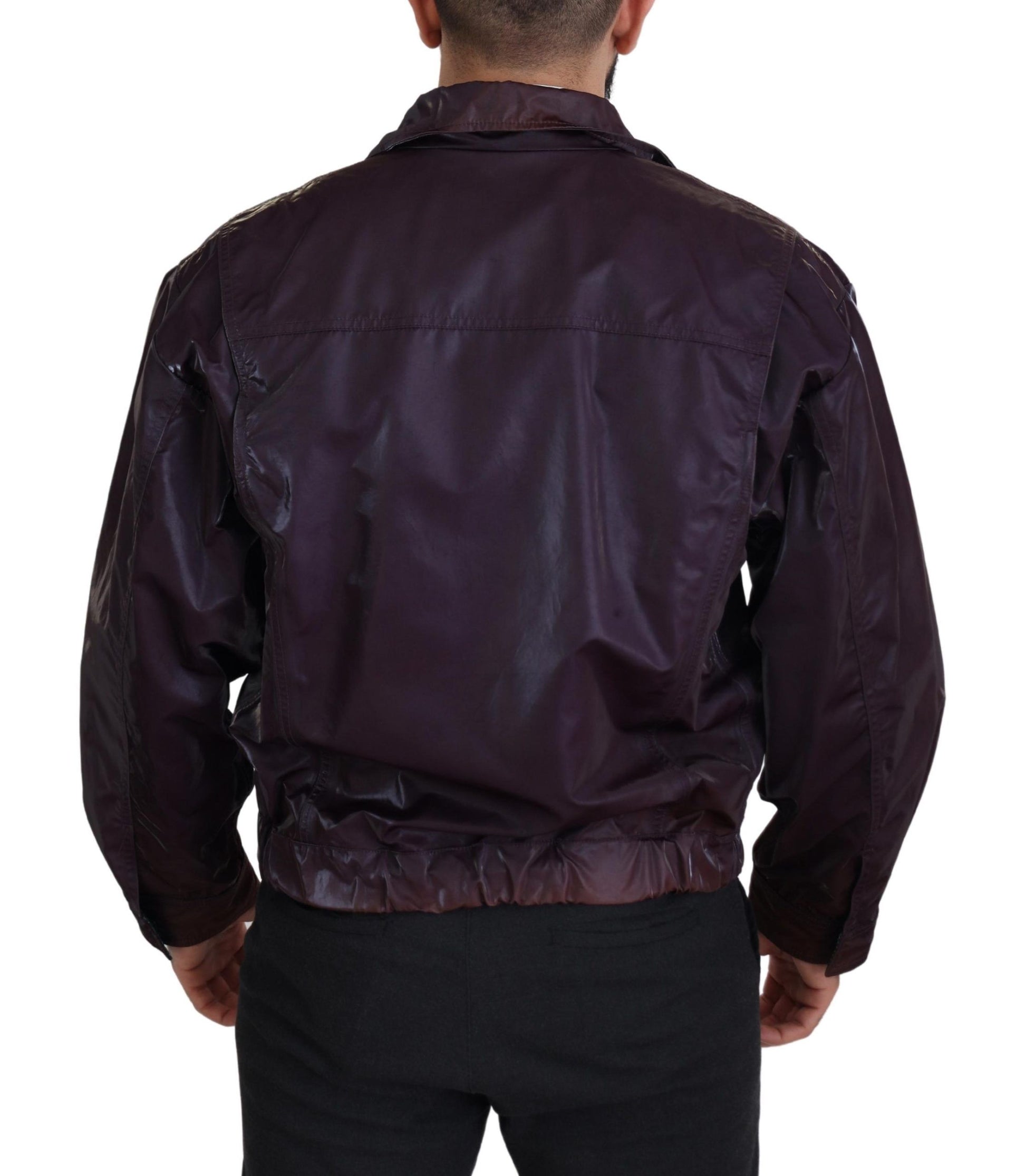 Purple Nylon Collared Biker Coat Jacket