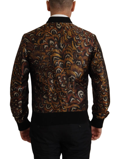Brown Feather Full Zip Blouson Jacket