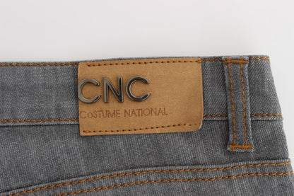 Gray Cotton Regular Fit Denim Jeans
