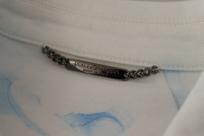 White Cotton Logo Embroidery Denim Jacket