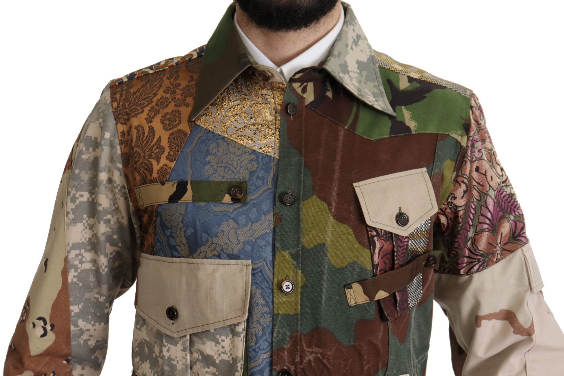 Multicolor Button Down Patchwork Shirt