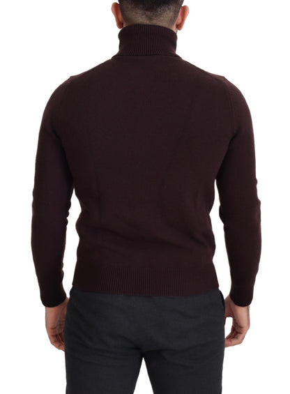 Brown Wool Turtle Neck Pullover Sweater