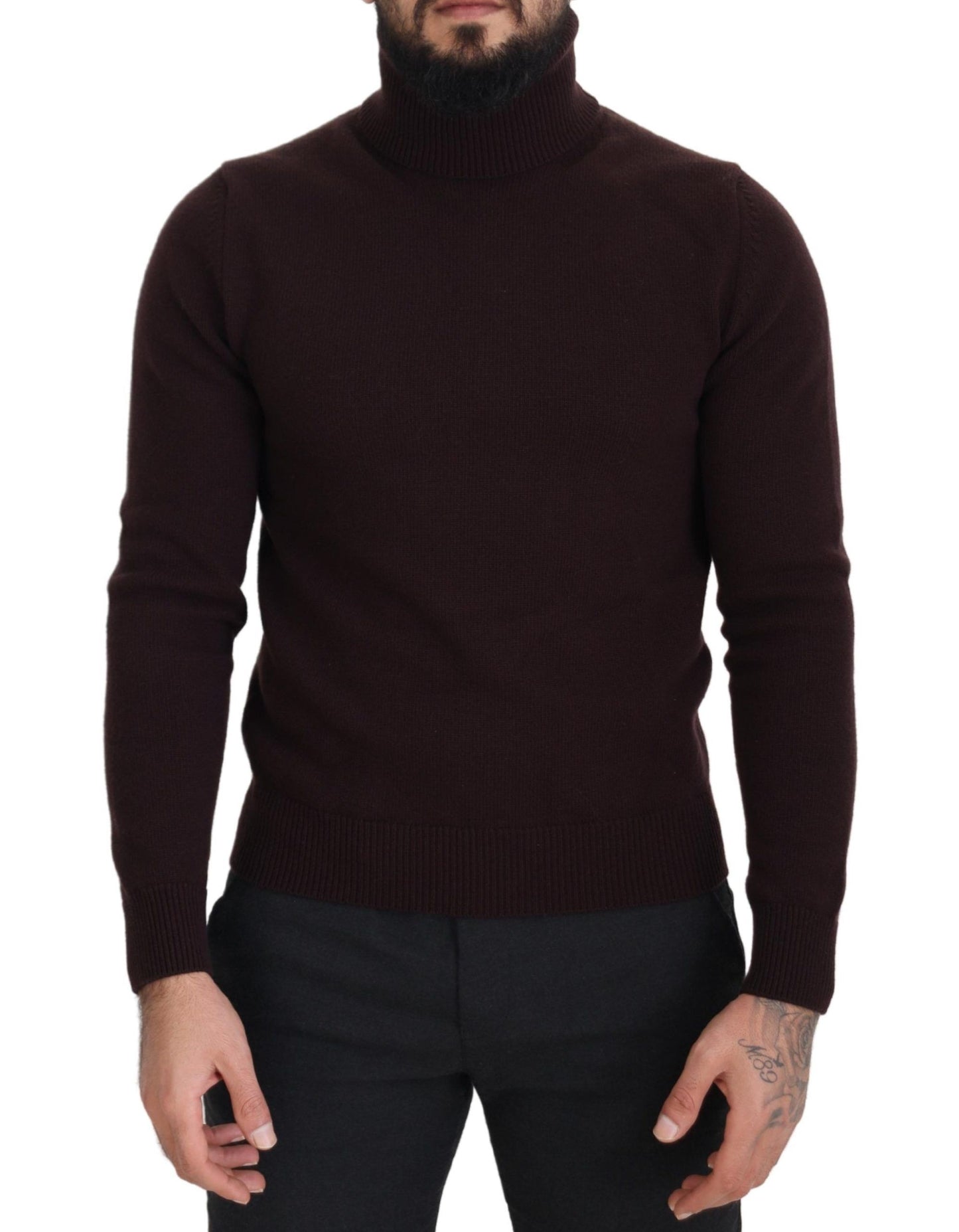 Brown Wool Turtle Neck Pullover Sweater