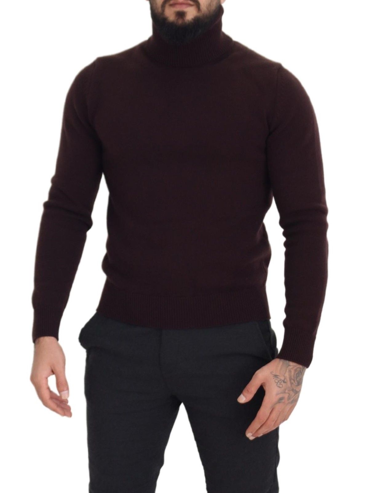 Brown Wool Turtle Neck Pullover Sweater