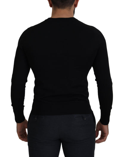 Black Wool Button Down Cardigan Sweater