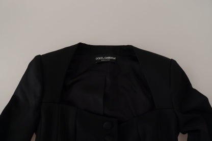Black Slim Fit Long Sleeves Snap Jacket