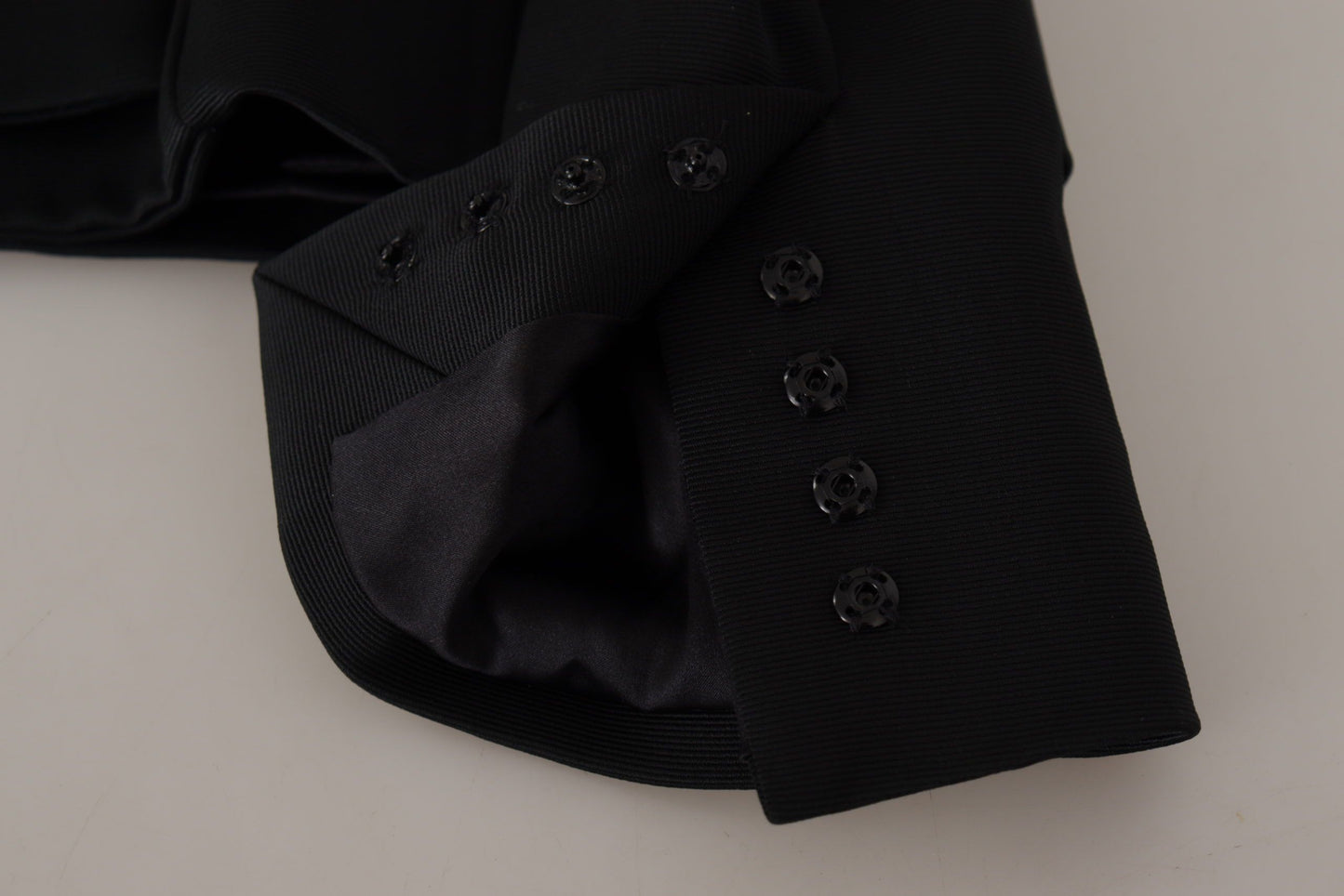 Black Slim Fit Long Sleeves Snap Jacket