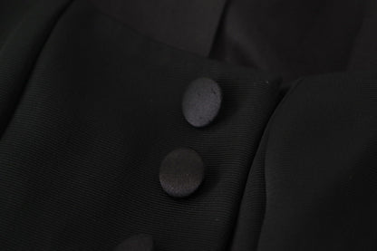 Black Slim Fit Long Sleeves Snap Jacket