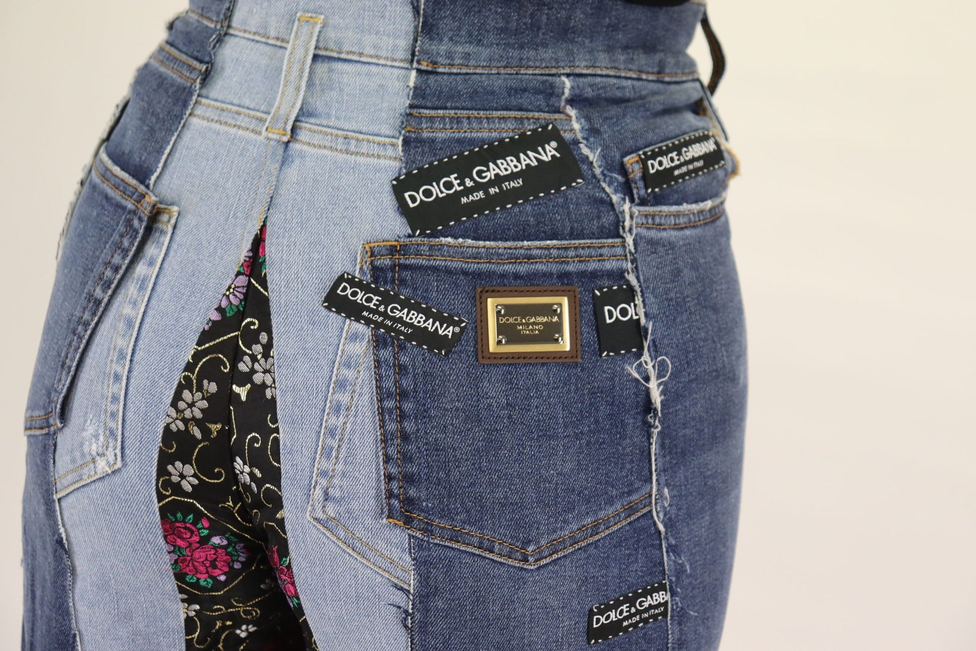 Multicolor Patchwork DG Fashion Wide Leg Denim Pant