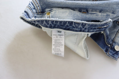 Blue Cotton Stretch Skinny Low Waist Denim Jeans